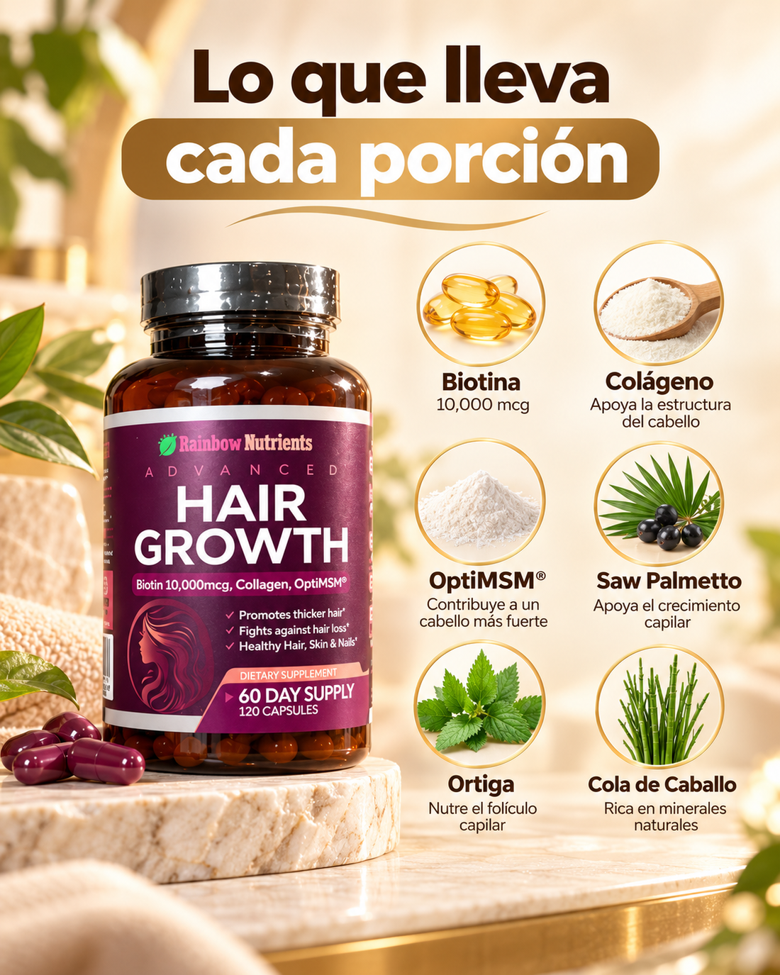 Advanced Hair Growth – Rainbow Nutrients | Nutrición Avanzada para un Cabello Más Fuerte