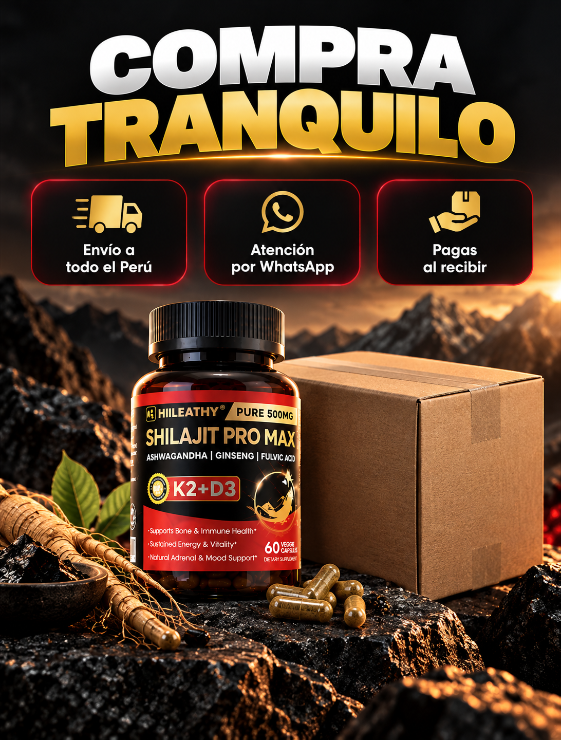 Shilajit Pro Max - Hiileathy | Fórmula Premium para Energía y Vitalidad