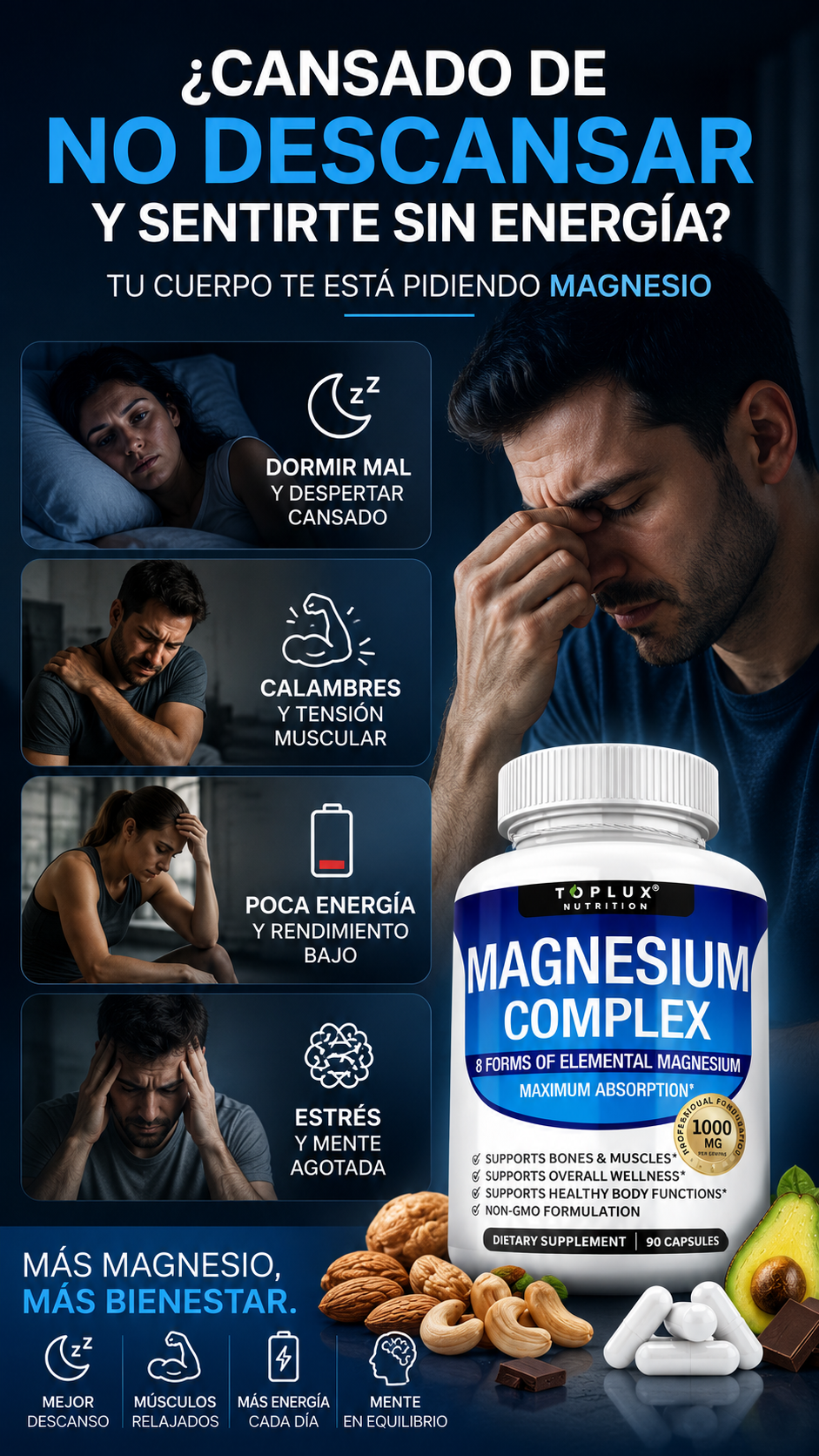 Magnesium Complex - Toplux | 8 Formas de Magnesio para tu Bienestar