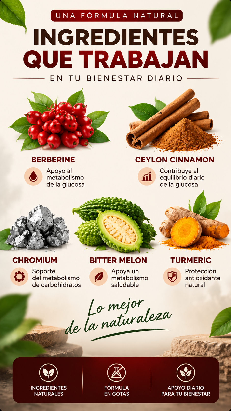 Glucora® Premium Liquid Drops | Berberina + Canela + Cromo + Cúrcuma