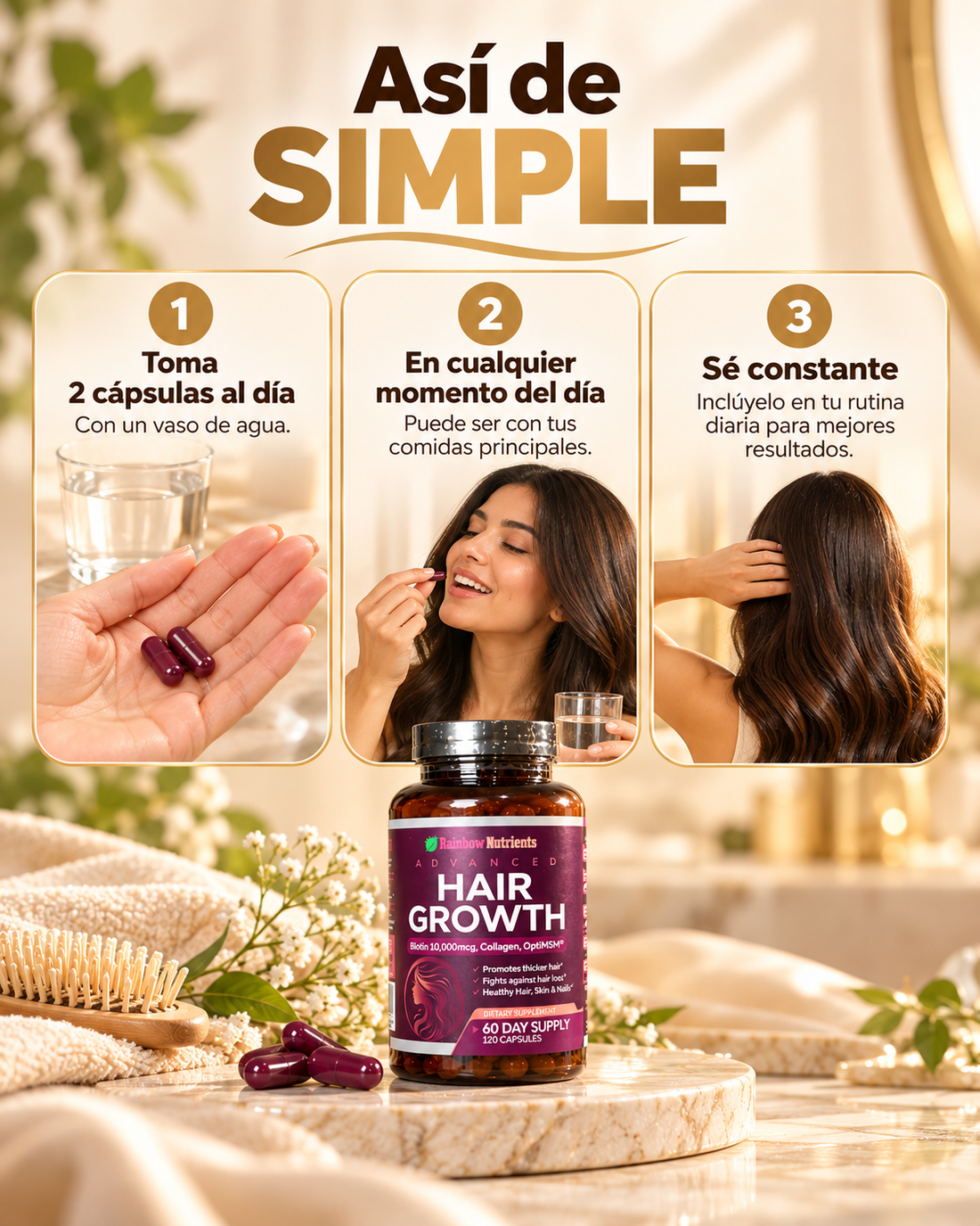 Advanced Hair Growth – Rainbow Nutrients | Nutrición Avanzada para un Cabello Más Fuerte
