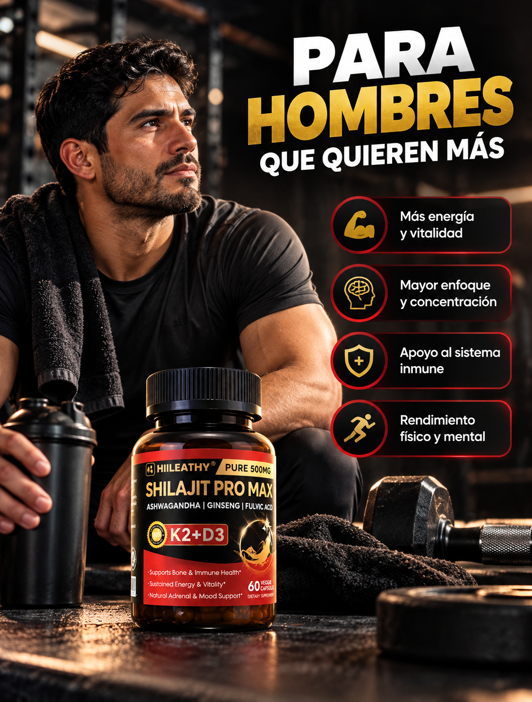 Shilajit Pro Max - Hiileathy | Fórmula Premium para Energía y Vitalidad