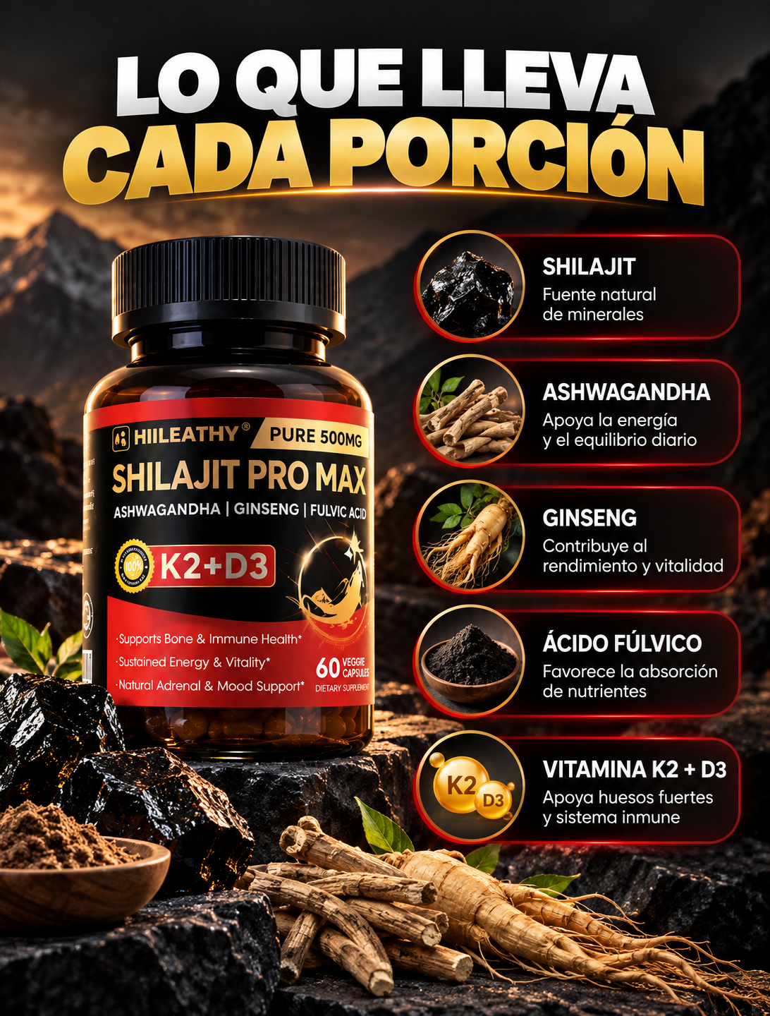 Shilajit Pro Max - Hiileathy | Fórmula Premium para Energía y Vitalidad