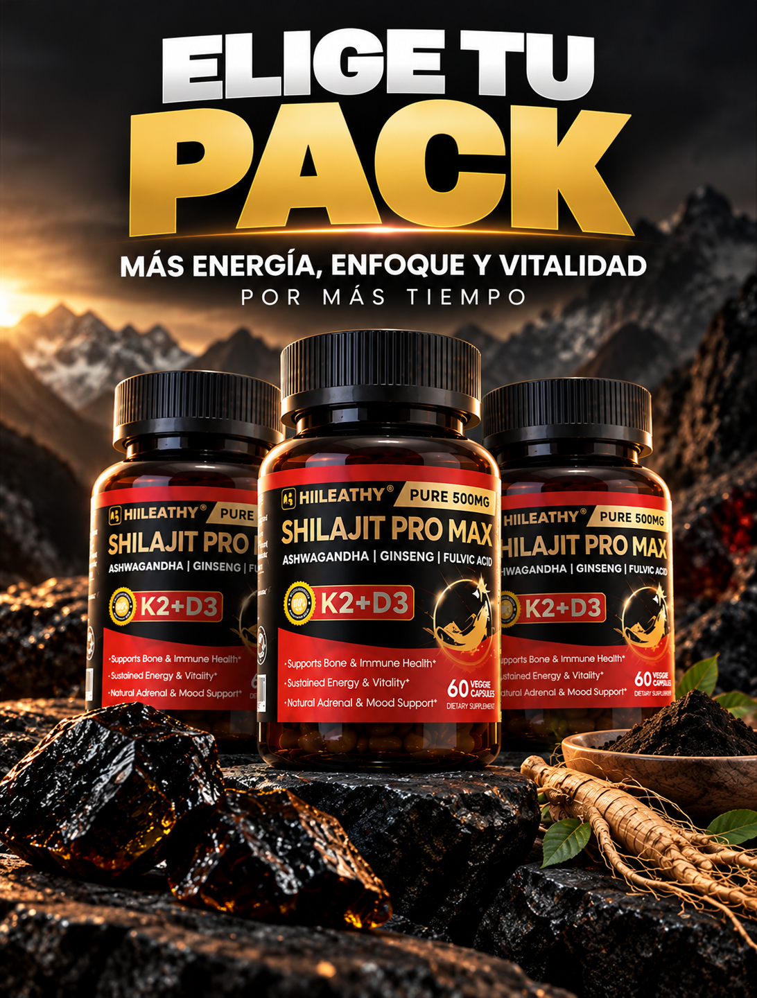 Shilajit Pro Max - Hiileathy | Fórmula Premium para Energía y Vitalidad