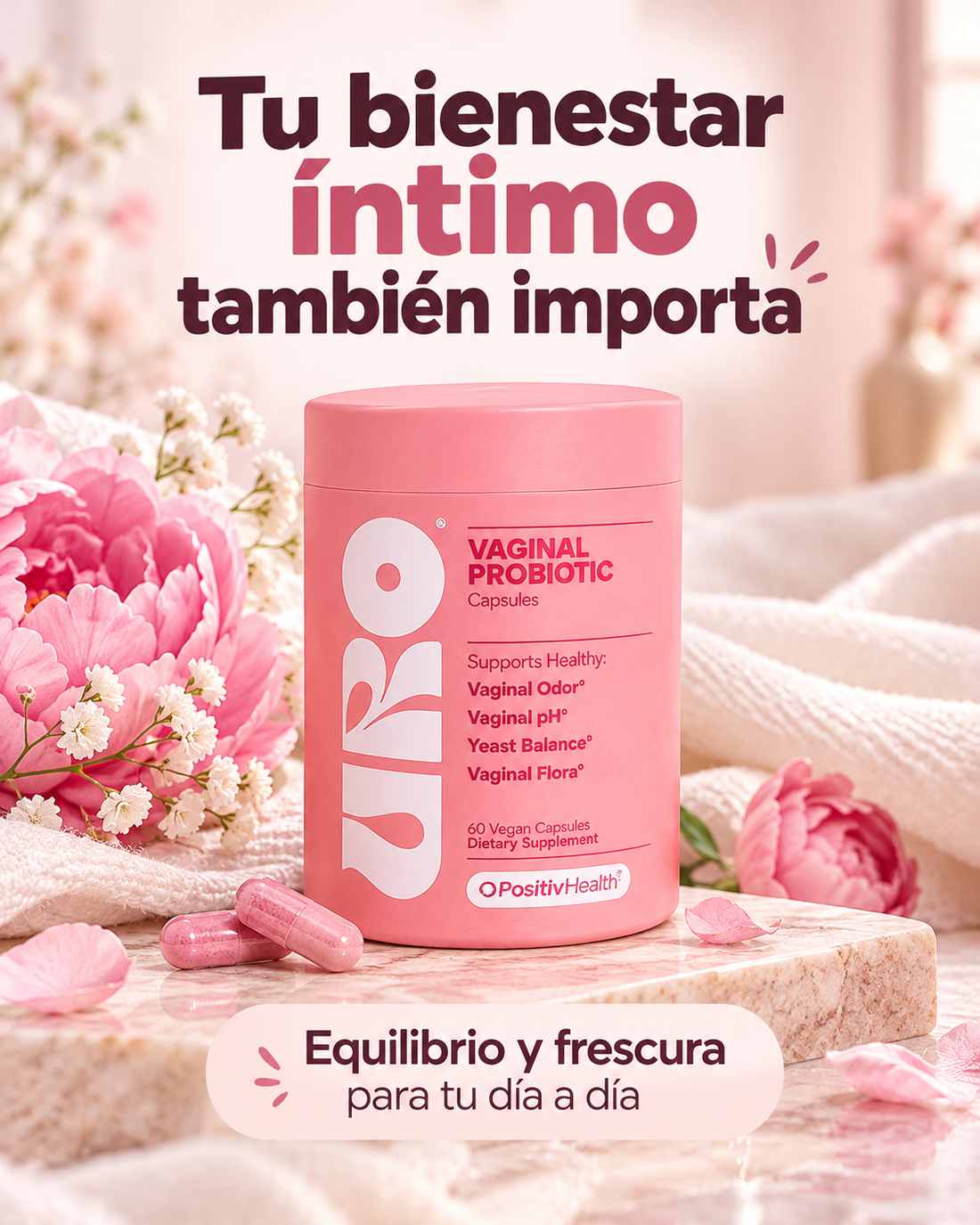 URO Probióticos Vaginales, Mujer Equilibrio pH y Flora Vaginal Saludable